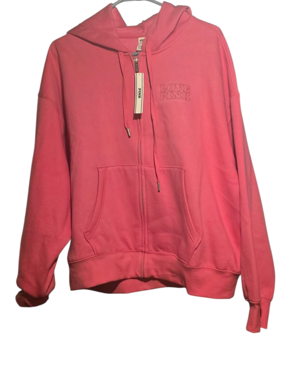 PINK Victoria's Secret Bright Pink Zip Hoodie 🍓🍓🍓BRAND NEW WITH TAGS